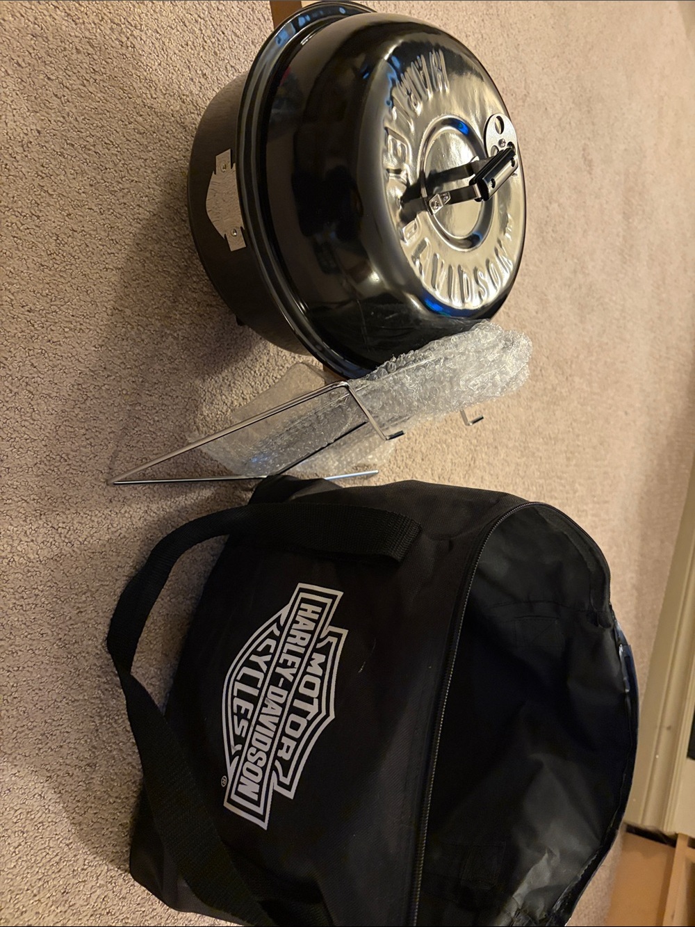 Harley-Davidson Charcoal BBQ with Black and White Logo Travel Bag